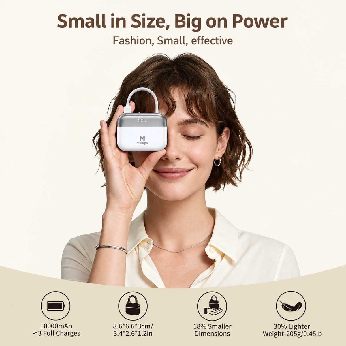 Mukiya Handbag Dual-Cable Power Bank | 10,000mAh 30W Fast Charging