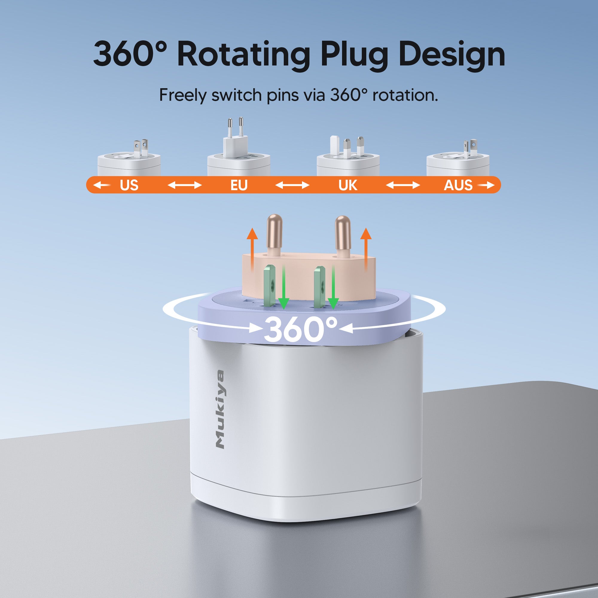 70W GaN Travel Charger with 360° Rotating Plug | TwistCube