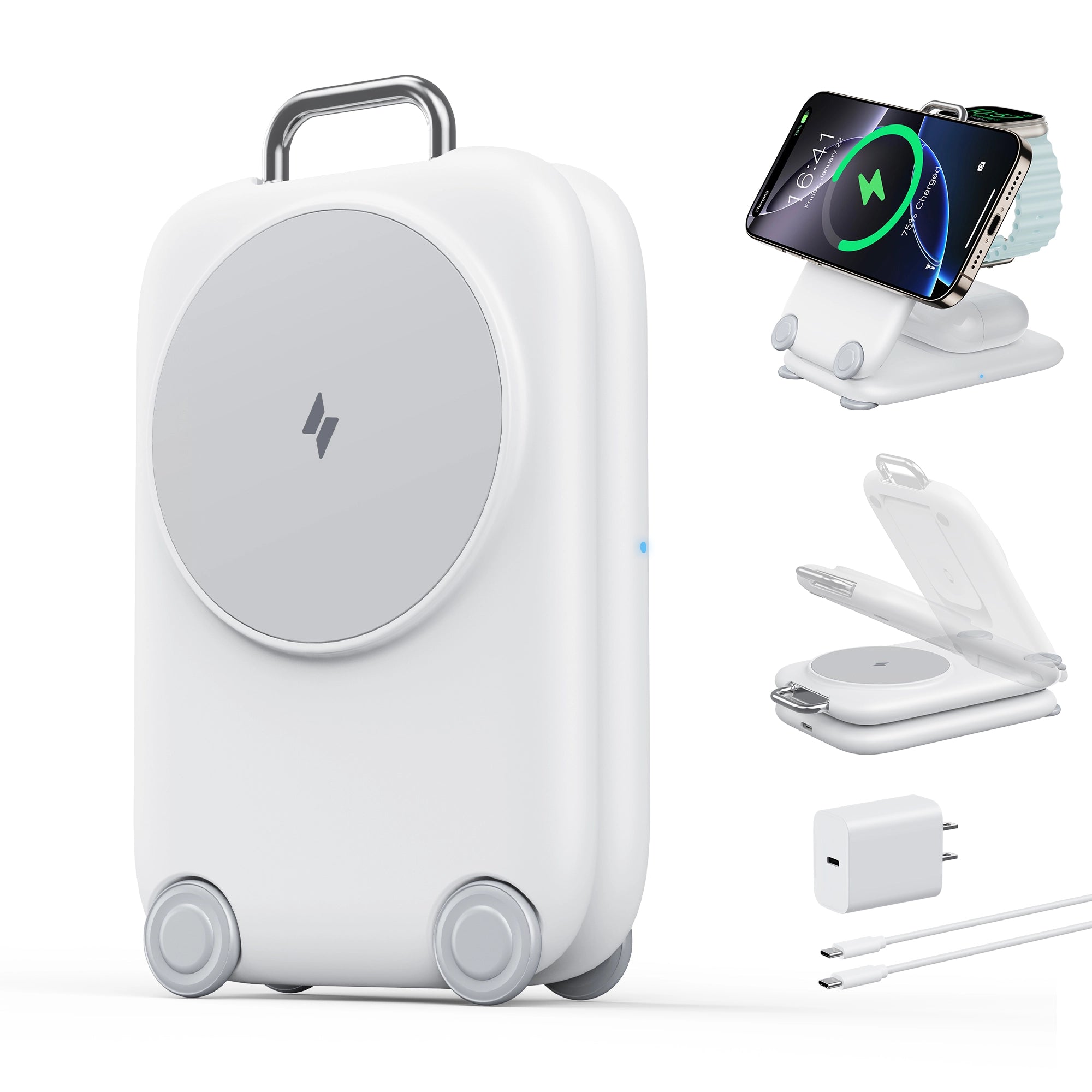 Mukiya 3-in-1 MagSafe Wireless Charging Station for iPhone 16 Pro Max, Apple Watch, and AirPods