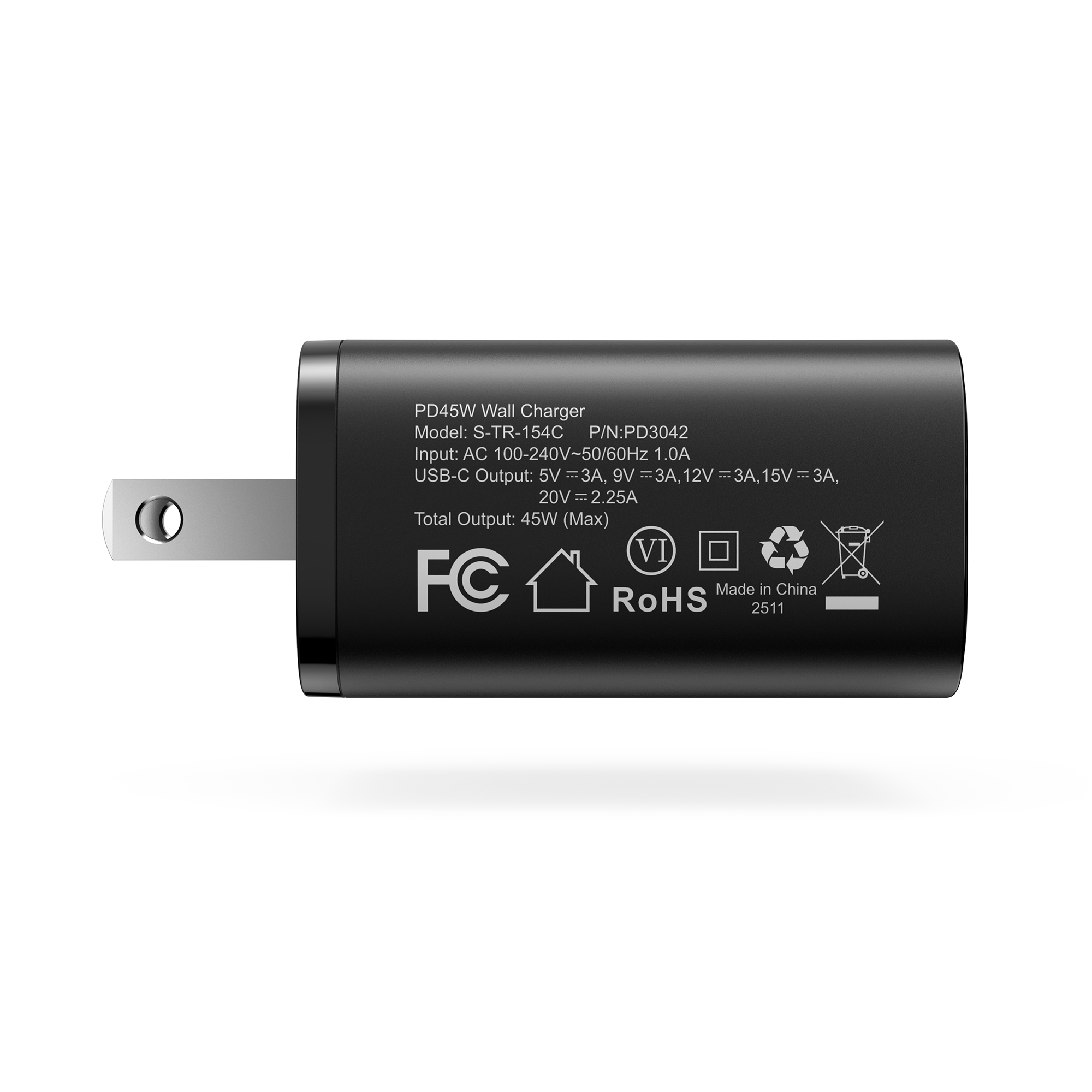 Black Mukiya Charger with Multi-Safety Certifications and Smart Protection Specs Printed for Reliability